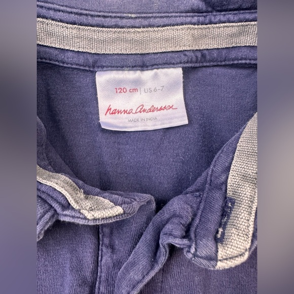 189. Kids Hanna Andersson Navy Blue Collared Short Sleeve T-Shirt - Picture 8 of 13